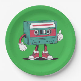 レトロカセットテープ。 ペーパープレート