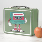 レトロカセットテープ。 メタルランチボックス (インサイチュ)