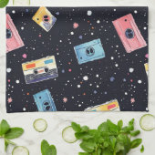 レトロカセットテープ(宇宙宇宙) キッチンタオル (折り畳み)