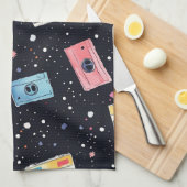 レトロカセットテープ(宇宙宇宙) キッチンタオル (四つ折り)