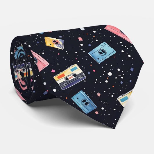 レトロカセットテープ(宇宙宇宙) ネクタイ (ロール)