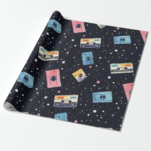 レトロカセットテープ(宇宙宇宙) ラッピングペーパー (アンロールド)