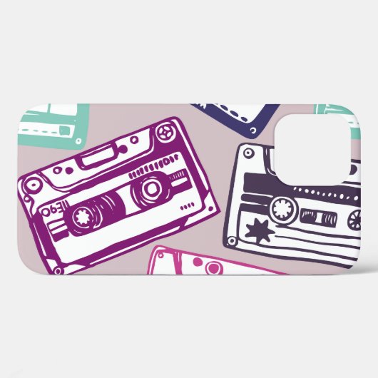 レトロカセットテープ、手書きパターン。 Case-Mate iPhoneケース (裏面 (横))