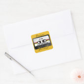 レトロカセットテープ 黄色 90年代 誕生日パーティー スクエアシール (封筒)
