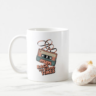 レトロカセットテープ – “Back to the Good Times” ヴィニール コーヒーマグカップ