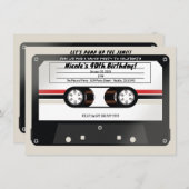 レトロカセットテープBeige Gray 90の誕生日パーティー 招待状 (正面/裏面)