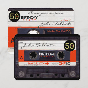 レトロカセットテープS50th誕生日パーティーInv 招待状