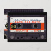 レトロカセットテープS 50歳の誕生日データを保存 インビテーションポストカード (正面/裏面)