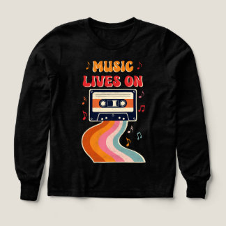 レトロカセットテープTシャツ - 音楽は生き続ける ヴィンテージ