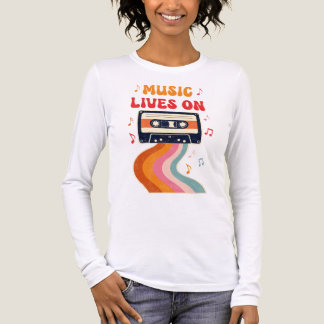レトロカセットテープTシャツ - 音楽は生き続ける ヴィンテージ トライブレンドTシャツ