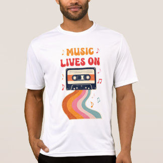 レトロカセットテープTシャツ - 音楽は生き続ける ヴィンテージ Tシャツ