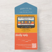 レトロカセット素晴らしテープのヒット結婚数 オールインワン招待状 (内側)