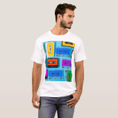 レトロカセット:青い背景コレクション Tシャツ (正面フル)