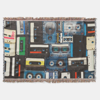 レトロカセット：青い背景ヴィンテージ。 スローブランケット