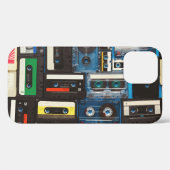 レトロカセット:青い背景ヴィンテージ。 Case-Mate iPhoneケース (裏面 (横))
