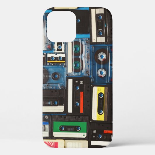 レトロカセット:青い背景ヴィンテージ。 Case-Mate iPhoneケース (裏面)