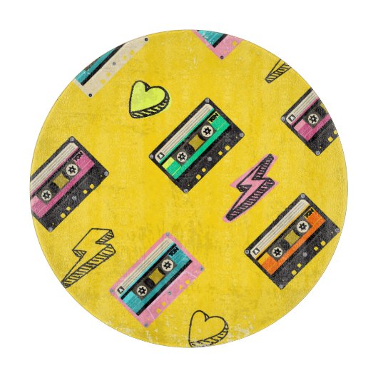レトロカセット： 80の愛パーティーデザイン カッティングボード (正面)