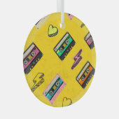 レトロカセット： 80の愛パーティーデザイン ガラスオーナメント (正面右)