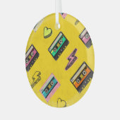 レトロカセット： 80の愛パーティーデザイン ガラスオーナメント (正面左)