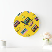 レトロカセット： 80の愛パーティーデザイン ラージ壁時計 (ホーム)