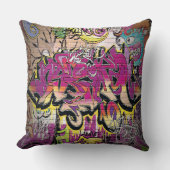 レトロカッコいいなグラフィティアートホームオフィスのデコ枕 クッション (正面)