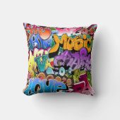 レトロカッコいいなグラフィティアートホームデコ枕 クッション (正面)