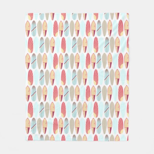 レトロカッコいいな赤と青のサーフボード  フリースブランケット (正面)