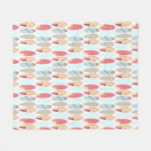 レトロカッコいいな赤と青のサーフボード  フリースブランケット (正面(横))