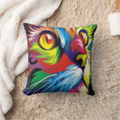 レトロカッコいいアポップ・アートのート猫ホームオフィスのデコ枕 クッション (ブランケット)