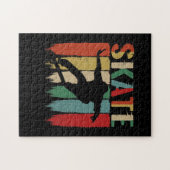 レトロカッコいいスケートボーダースケートボードスケートで滑る ジグソーパズル (横)