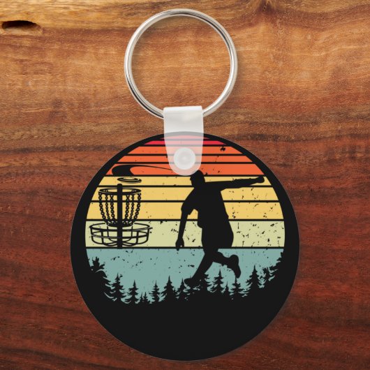 レトロカッコいいディスクゴルフスポーツヴィンテージ キーホルダー (正面)