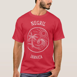 レトロカッコいいネグリルジャマイカおもしろい風光明媚なビーチ波No Tシャツ