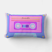 レトロカッコいいピンクパープルブルー80s 90sカセットドーム ランバークッション (正面)