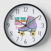 レトロカッコいいローラースケート 壁時計 (正面)