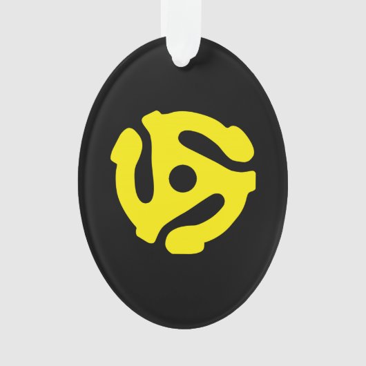 レトロカッコいいヴィンテージイエロー45スペーサーDJ オーナメント (正面)