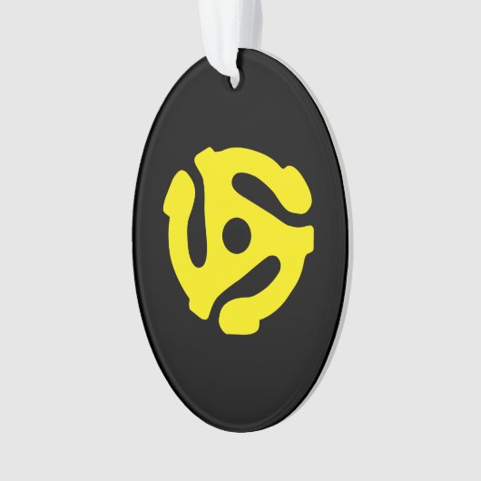 レトロカッコいいヴィンテージイエロー45スペーサーDJ オーナメント (正面)