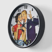 レトロカッコいいヴィンテージキッチンカップル 壁時計 (傾斜)