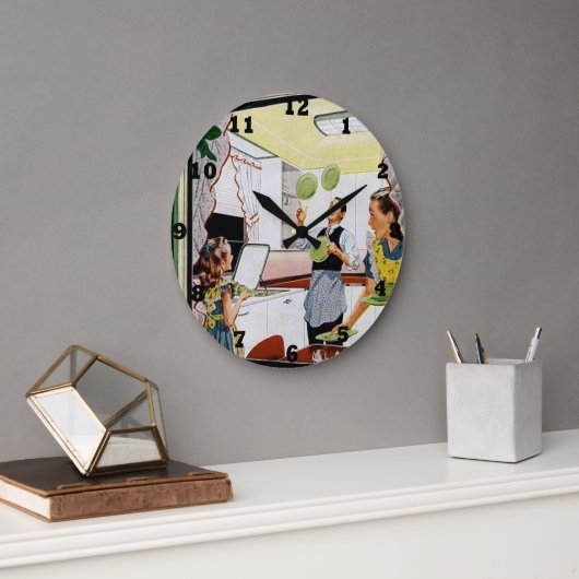 レトロカッコいいヴィンテージキッチン ラージ壁時計 (オフィス)