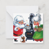 レトロカッコいいヴィンテージサンタ・ミセス・クロース ノートカード (正面)