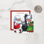 レトロカッコいいヴィンテージサンタ・ミセス・クロース ノートカード (正面/裏面インサイチュ)