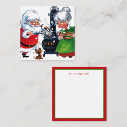 レトロカッコいいヴィンテージサンタ・ミセス・クロース ノートカード (正面/裏面)