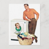レトロカッコいいヴィンテージランドリー女性 ポストカード (正面)