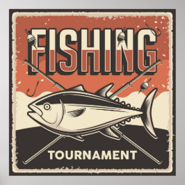 レトロカッコいいヴィンテージ魚釣り愛好家 ポスター