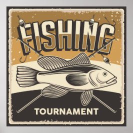 レトロカッコいいヴィンテージ魚釣り愛好家 ポスター