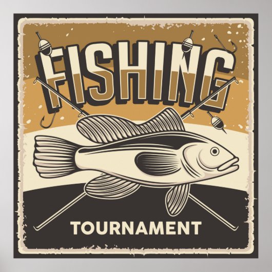 レトロカッコいいヴィンテージ魚釣り愛好家 ポスター (正面)