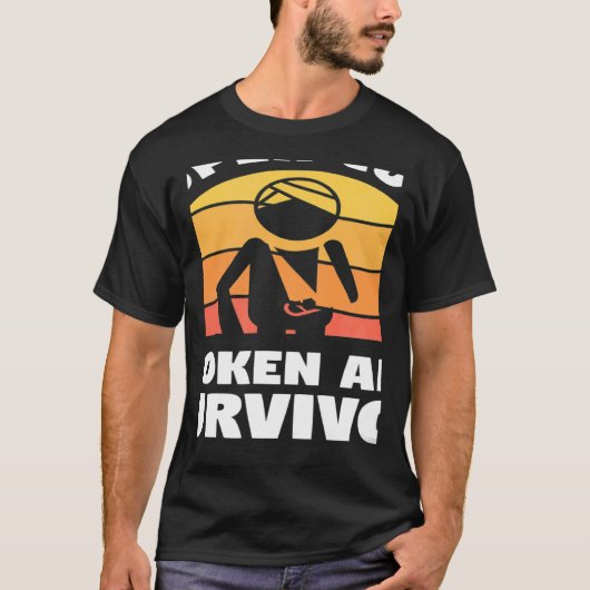 レトロカッコいい骨折した腕の生存者骨損傷の回復 Tシャツ (正面)