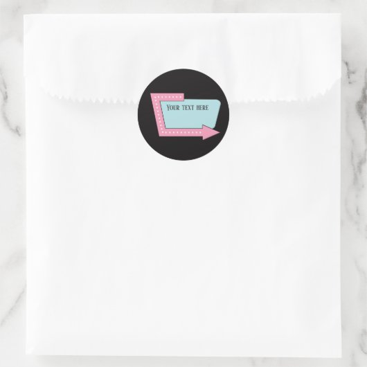 レトロカッコいい50代のダイナー追加文字記号 ラウンドシール (バッグ)