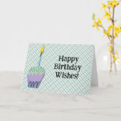 レトロカップケーキアート誕生日カード カード (黄色い花)