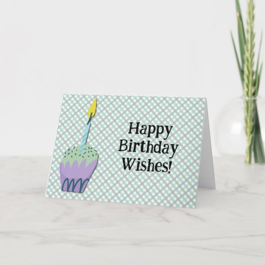 レトロカップケーキアート誕生日カード カード (正面)