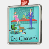 レトロカップルと犬のクリスマス装飾品 メタルオーナメント (左)